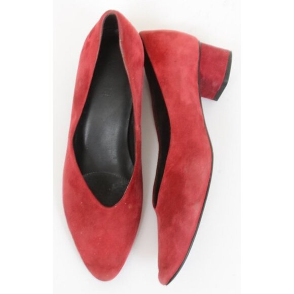Vaneli Red Suede Leather Fabric Low Heel Career Pumps Slip On Shoes Size 8B - Picture 1 of 11